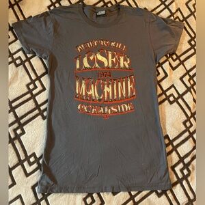 LOSER  MACHINE COMPANY- Gray Graphic T-Shirt/Unisex/Large.